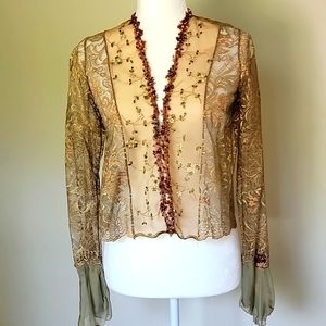 Lee Andersen Beaded Mead Dress Jacket Gold